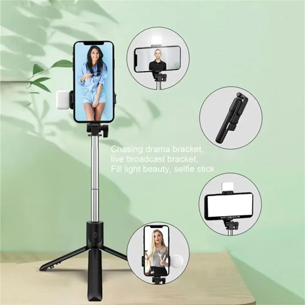 3-in-1 Selfie Stick Tripod with LED Fill Light & Bluetooth Remote